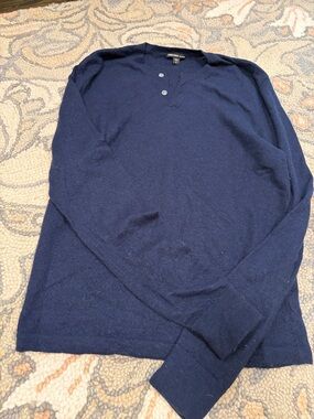 James Perse Navy Button Henley Top